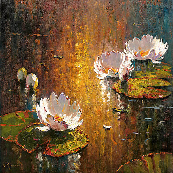 Pejman White Lilies at Sunset